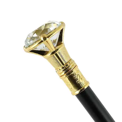 Elegant British-Style Gentleman Cane with Diamond Crystal Handle