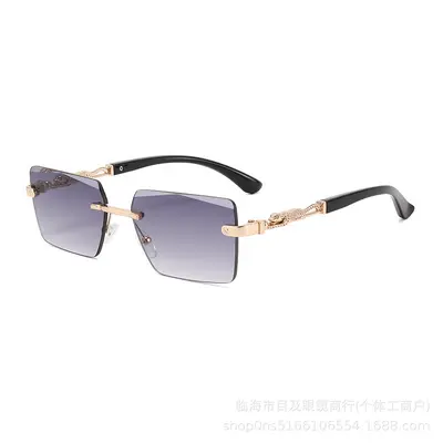 Cheetah Frameless Square Men's Sunglasses, UV Protection - 8