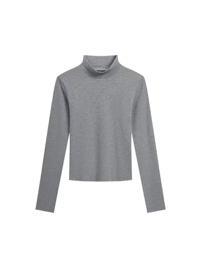 Women's Solid Half-High Neck Long Sleeve Base Layer, Slim Fit - 6