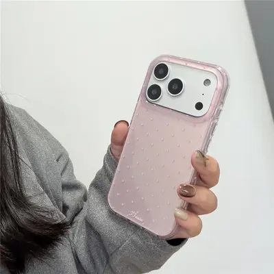 Double Layer Phone Case for iPhone 17 Pro Max, Small Polka Dot