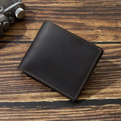 Crazy Horse Leather Short Men's Wallet with Multi-Card Slots and Coin Pocket - 7