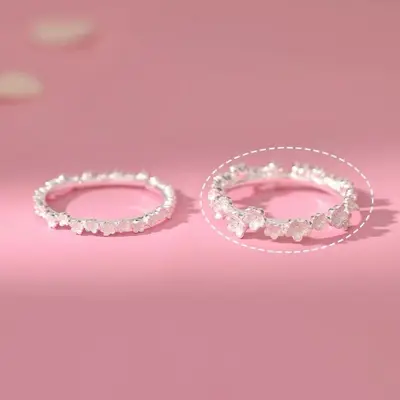 925 Silver-Plated Floral Ring, Adjustable - 7
