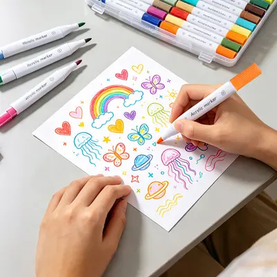 水性丙烯马克笔套装学生美术手工绘画涂鸦笔大容量彩色双头水彩笔