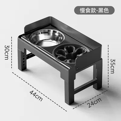 Adjustable Height and Angle Raised Dog Feeding Bowl with Neck Protection for Medium and La