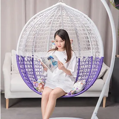 Double Faux Rattan Hanging Chair for Indoor Use and Balcony - 10
