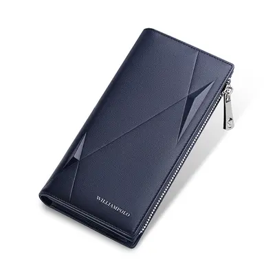 Men's Genuine Leather Long Wallet, Zipper, 19 Card Slots - 6