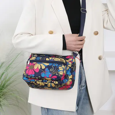 Middle-Aged Women's Oxford Fabric Crossbody Bag, Lightweight, Multi-Layer - 4