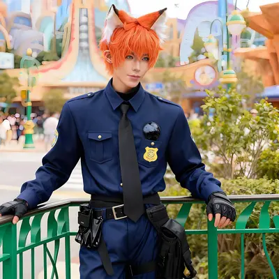 Zootopia Nick Fuchs Cosplay Kostüm Polizei-Uniform-Set - 8