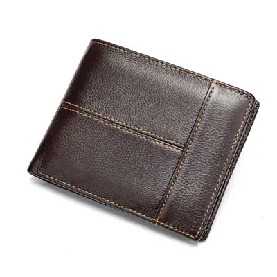RFID-Protected Genuine Leather Short Wallet with Multiple Card Slots - 7
