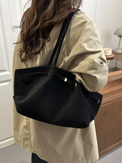 Light Luxury Women's Suede Tote Bag, Single-Shoulder Crossbody - 3