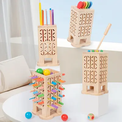 Montessori öğretim araçları ahşap çekmeceli kutu tekstil tambur pres top masası erken eğitim oyuncak seti Montessori erken eğitim oyuncak seti - 10