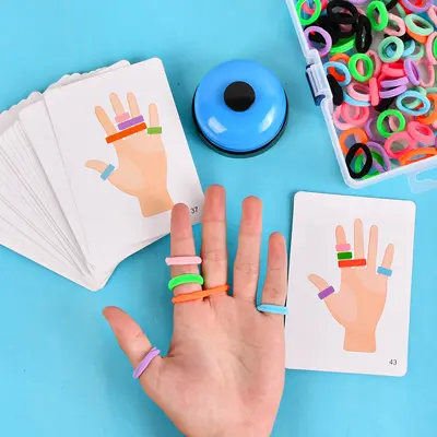 Kinder-Fingerhop-Spielzeug, Regenbogen-Ringe, komplettes Set - 2