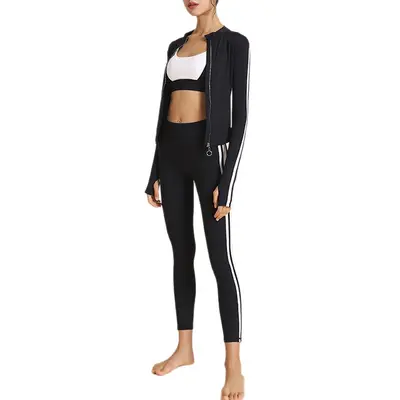 Women's Three-Piece Yoga Set Bra Top and Leggings Shockproof Butt-Lifting