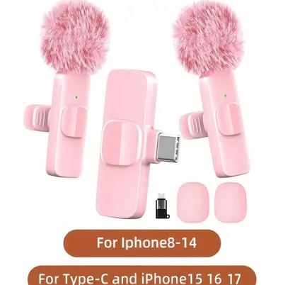 Kabelloses Ansteckmikrofon K1 Handy-Live-Streaming Aufnahmemikrofon Mini Rosa Mikrofon Rauschunterdrückung Hall Ansteckmikrofon