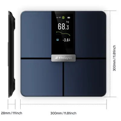 Vier-Elektroden-Körperfettwaage mit Bluetooth, WLAN und App