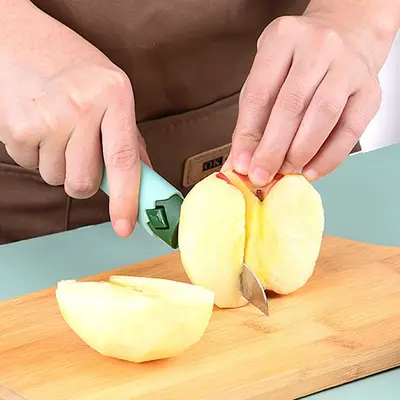 Meyve bıçağı, soyma ve kazıyıcı, katlanabilir çift başlı