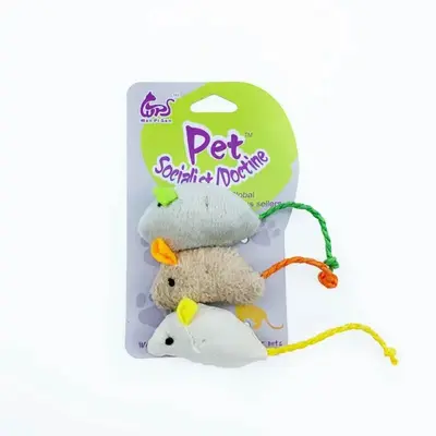 Gerçekçi Peluş Fare Kedi Oyuncağı, 3'lü Set - 6