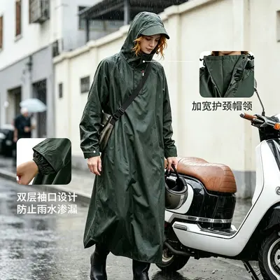 Electric Vehicle Raincoat, Long-Style with Sleeves
