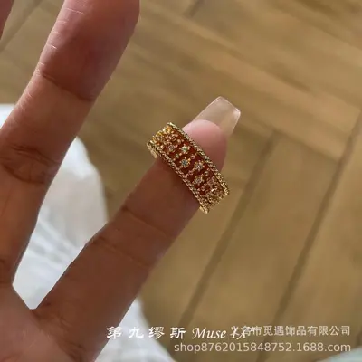 老钱风！中古满钻鸢尾花戒指女轻奢小众高级感独特叠戴食指戒指环 - 8