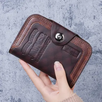Men's Short Wallet, Retro Genuine Leather, Zipper Coin Pocket and Multiple Card Slots - 8