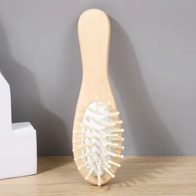 Bambu ve ahşap küçük tarak saç bakım mini hava yastıklı tarak yüksek kaliteli taşınabilir kompakt zararsız saç masaj tarağı - 8