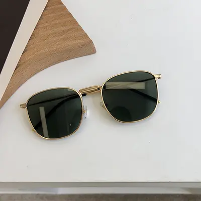 Qianai polarisierte Sonnenbrille, eckige Metallfassung, UV-Schutz - 12