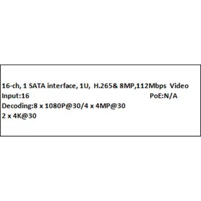 UNV Uniview NVR 4K 16 Kanal Ses H.265 4K UNV 1HDD 8MP 112Mbps - 2