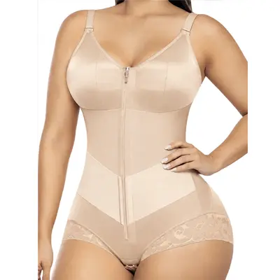 Cross-border New Arrival European and American Plus Size Shapewear Bodysuit, Butt Lifting and Tummy Control Slimming Bodysuit, Amazon Wholesale Zipper Shapewear