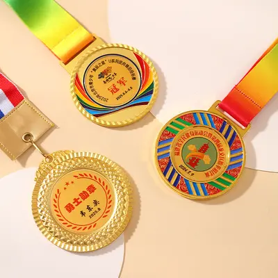 Metall-Wettkampfmedaille mit Ährendesign für Badminton, Fußball, Leichtathletik