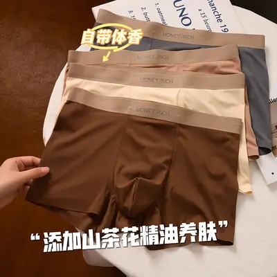 Erkek boxer, buz ipeği, dikişsiz, nefes alabilen, yaz için serin hissi