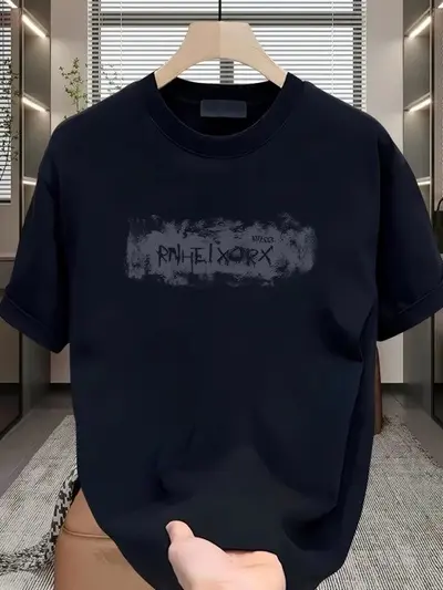 Herren-Kurzarm-T-Shirt mit amerikanischem Print, locker, Rundhals