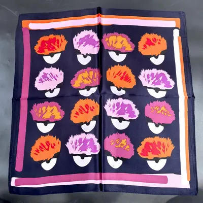 Mulberry Silk Printed Thin Summer Square Scarf - 8