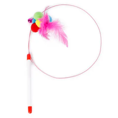 Two-Color Feather Wire Cat Teaser Wand, High Durability - 8