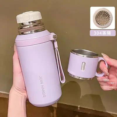 316 paslanmaz çelik kapaklı termos bardak, çay süzgeçli, 500 ml büyük kapasite - 10
