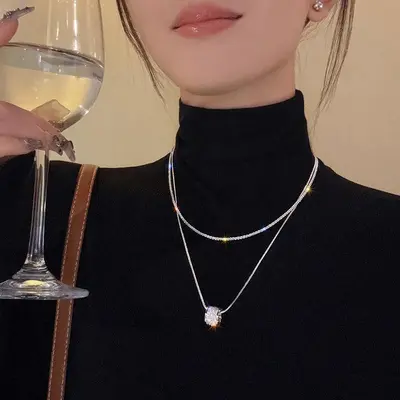 Çift katmanlı kolye kadın niş tasarım - 3