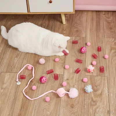 Spring Bell Ball Cat Toy Set, Self-Play, Chew-Resistant - 3