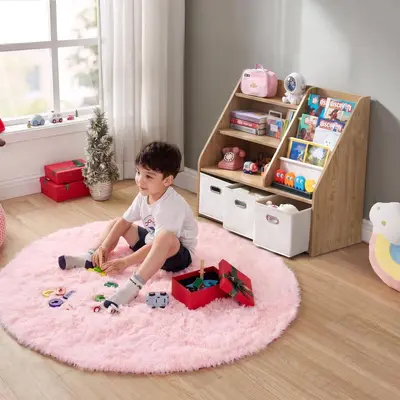 Montessori Kinder-Spielzeugregal aus mehrschichtigem Massivholz, Aufbewahrungsregal für Kinderbücher und Spielzeug