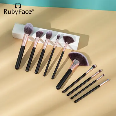 RUBYFACE spot tekli makyaj fırçası klasik siyah altın PET kutulu makyaj makyaj aleti makyaj seti fırçası