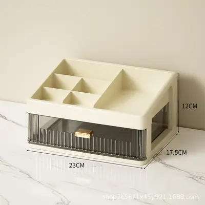 Desktop storage box with drawers dustproof stationery organizer - 10