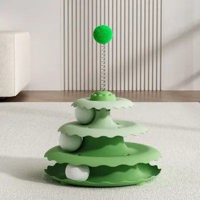 Katzen-Spielplatte mit Federglöckchen-Angel - 8