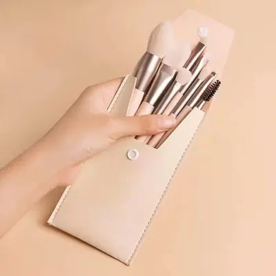 8 parçalı mini makyaj fırça seti, taşınabilir çanta, makaron makyaj fırça seti, göz farı fırçası, yumuşak kıllı allık fırçası, dudak fırçası
