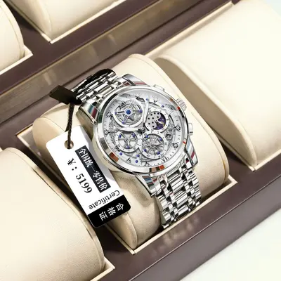 Herrenuhr Luxus, Hohlkammeroptik, wasserdicht, Quarz - 13