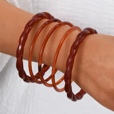 Resin bracelet with marble pattern, vintage style - 11