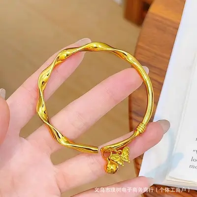 Sha jin bell ruyi bracelet for women, open adjustable, new Chinese style