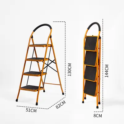 Folding Telescopic Indoor A-Frame Ladder, Alloy, Portable - 9