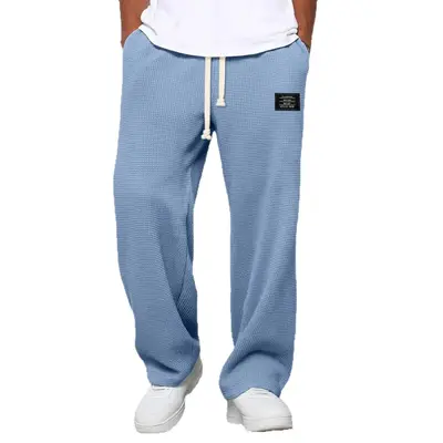 Herren-Waffelhose, gerade geschnittene Jogginghose, locker, Frühling/Herbst