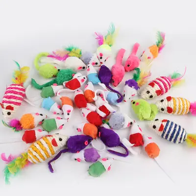 Boxed Cat Toy Set with Sisal Mice and Feather Teasers - 4