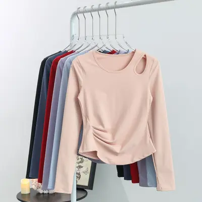 Women's Hollow-Out Long-Sleeve Running Fitness Top, Spring Autumn