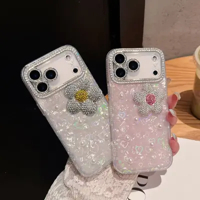 Apple iPhone 18 rhinestone flower case, full protection