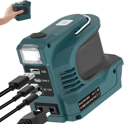 Passend für Milwaukee, Makita, DeWalt Wechselrichter, Autowechselrichter mit DC-Stecker/USB-Typ-C-Anschluss-Steckdose